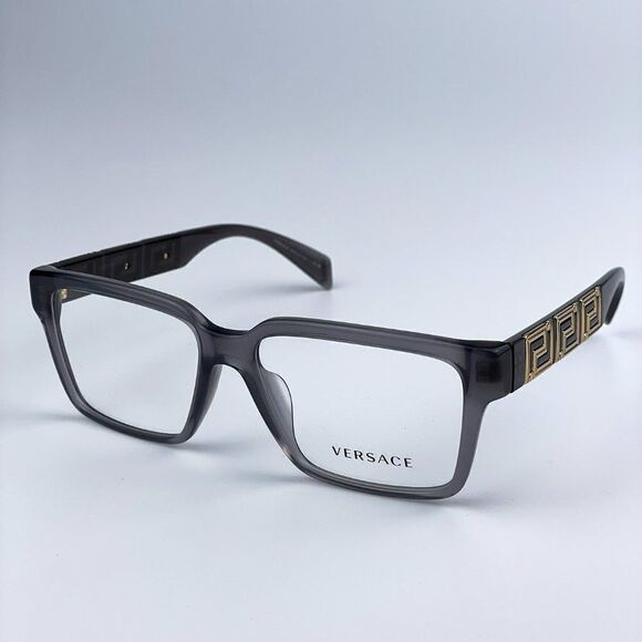 NEW Versace VE3339U 5406 Transparent Grey Gold Square Unisex Eyeglasses